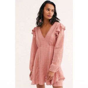 Free People Isabella Mini Dress Pink Ruffle | Size 4 | Never Worn! NWOT